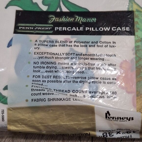 Vintage Fashion Manor Penn-Prest Pillowcases Set 42"x38" Floral Cartoon Faces - Picture 3 of 8